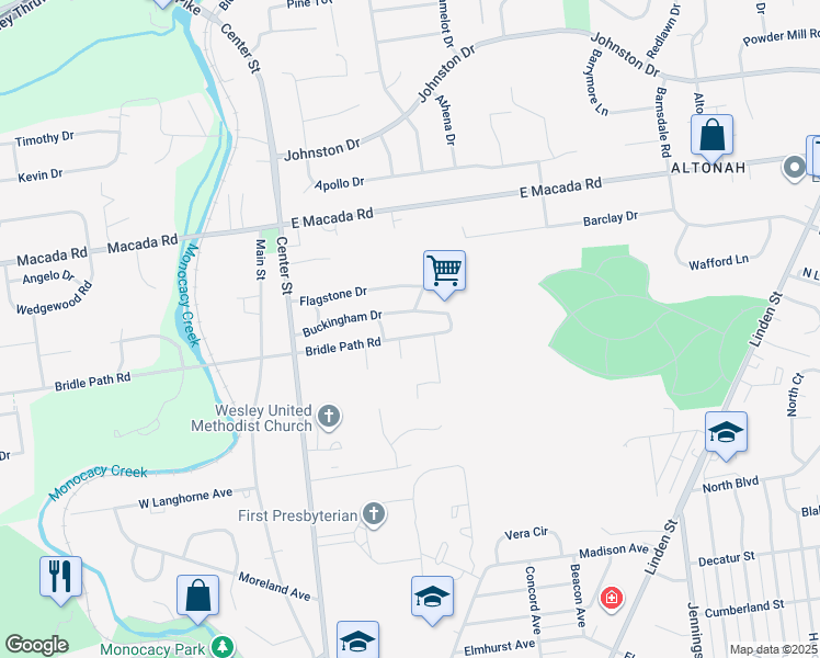 map of restaurants, bars, coffee shops, grocery stores, and more near 289 Bridle Path Road in Bethlehem