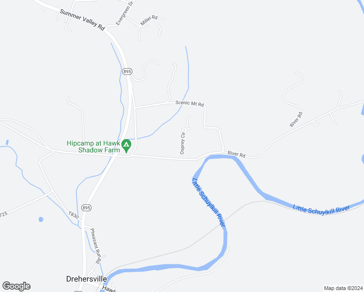 map of restaurants, bars, coffee shops, grocery stores, and more near Osprey Cir in Schuylkill County
