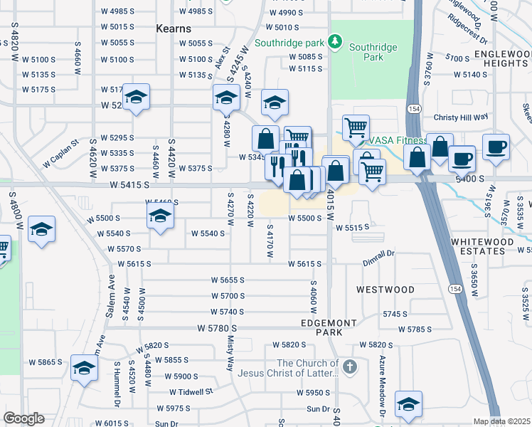 map of restaurants, bars, coffee shops, grocery stores, and more near 4150 West 5500 South in Salt Lake City