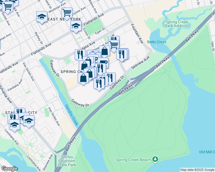 map of restaurants, bars, coffee shops, grocery stores, and more near 383 Gateway Drive in Brooklyn