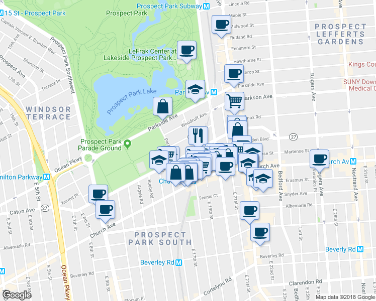 map of restaurants, bars, coffee shops, grocery stores, and more near in Brooklyn