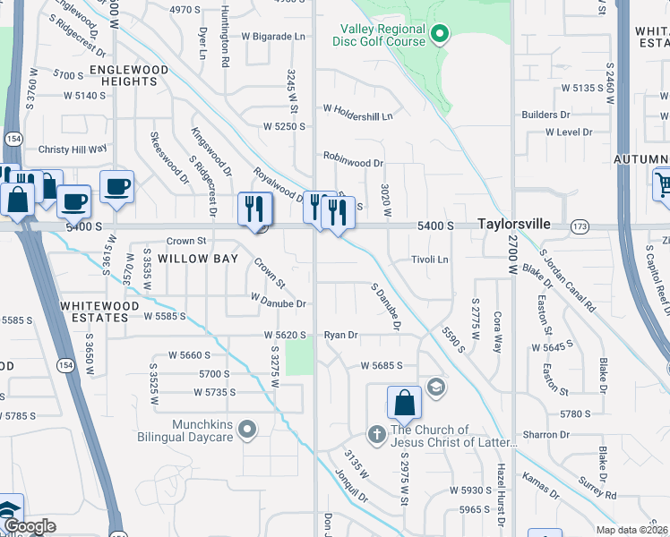 map of restaurants, bars, coffee shops, grocery stores, and more near 3149 5475 South in Salt Lake City