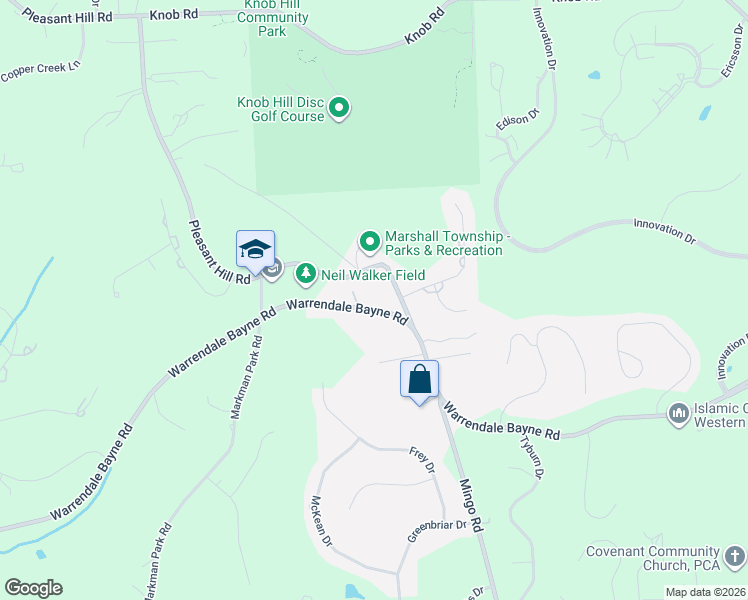 map of restaurants, bars, coffee shops, grocery stores, and more near 1010 Warrendale Bayne Road in Wexford