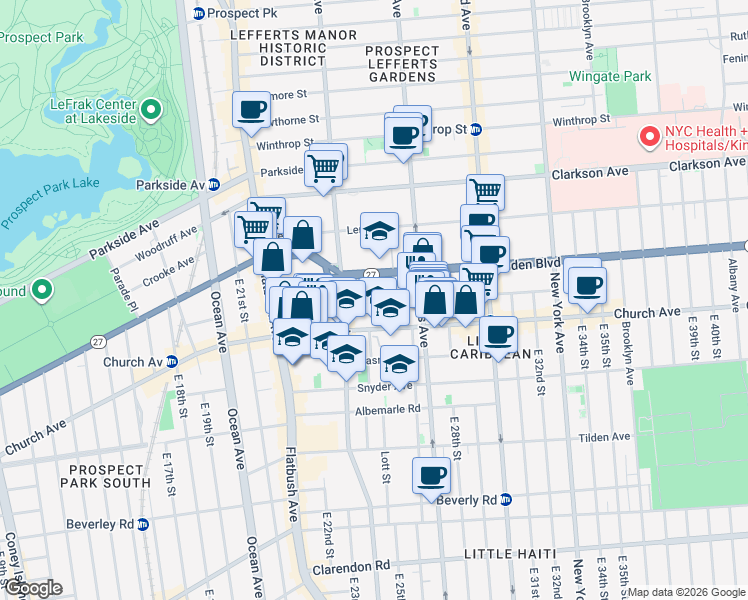 map of restaurants, bars, coffee shops, grocery stores, and more near 131 Martense Street in Brooklyn