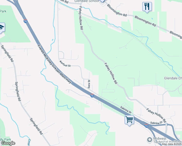 map of restaurants, bars, coffee shops, grocery stores, and more near 132 Sara Street in Peoria
