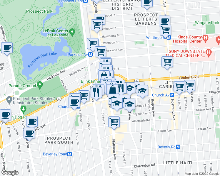 map of restaurants, bars, coffee shops, grocery stores, and more near in Brooklyn