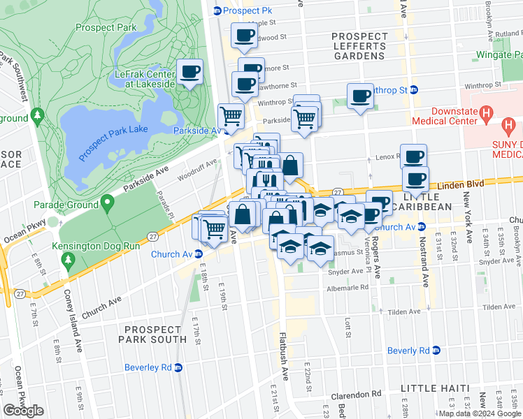 map of restaurants, bars, coffee shops, grocery stores, and more near in Brooklyn