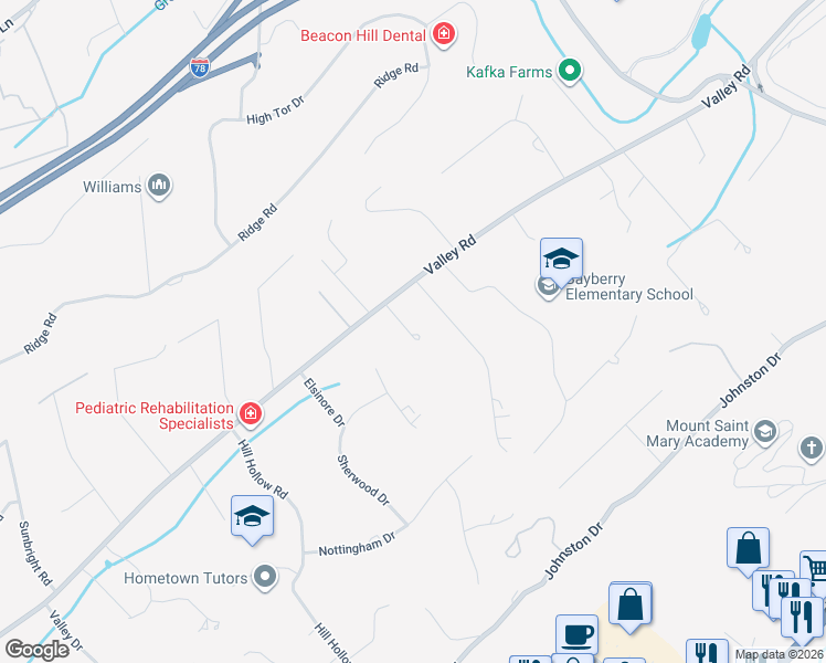 map of restaurants, bars, coffee shops, grocery stores, and more near 644 Valley Rd in Watchung