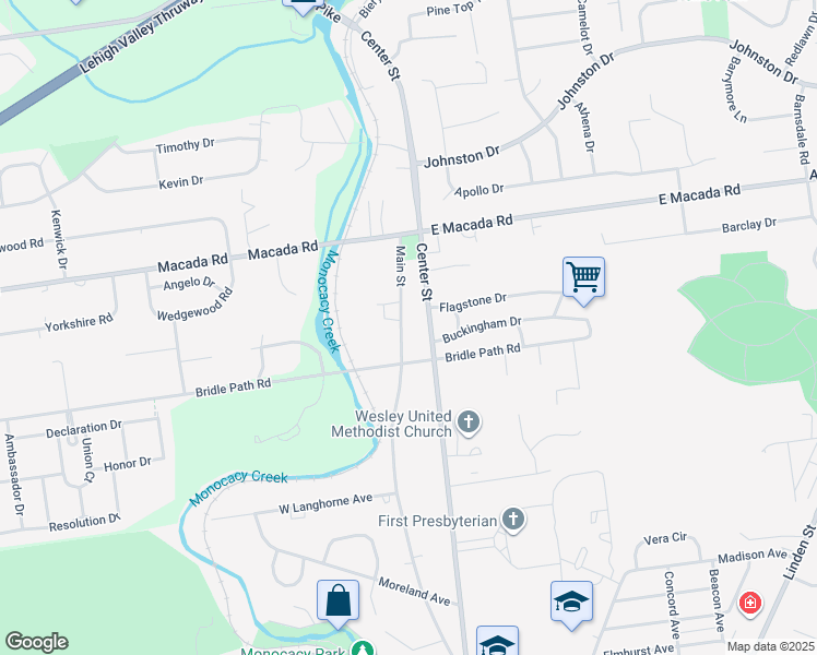 map of restaurants, bars, coffee shops, grocery stores, and more near 2854 Main Street in Bethlehem