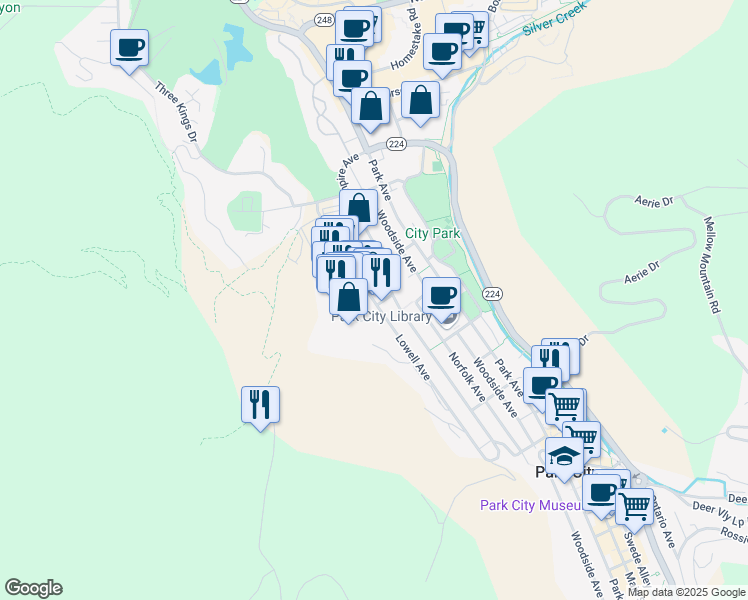 map of restaurants, bars, coffee shops, grocery stores, and more near 1310 Lowell Avenue in Park City