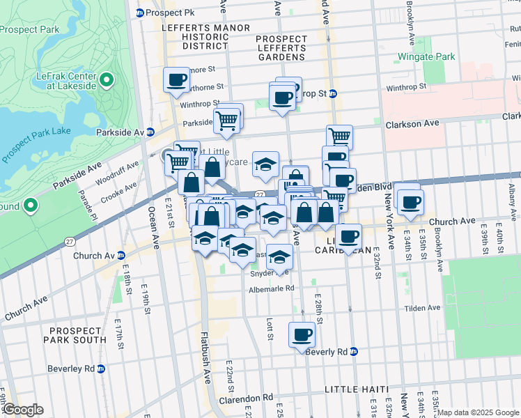 map of restaurants, bars, coffee shops, grocery stores, and more near 131 Martense Street in Brooklyn