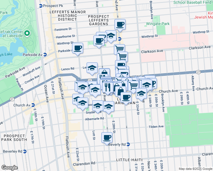 map of restaurants, bars, coffee shops, grocery stores, and more near 224 Martense Street in Brooklyn