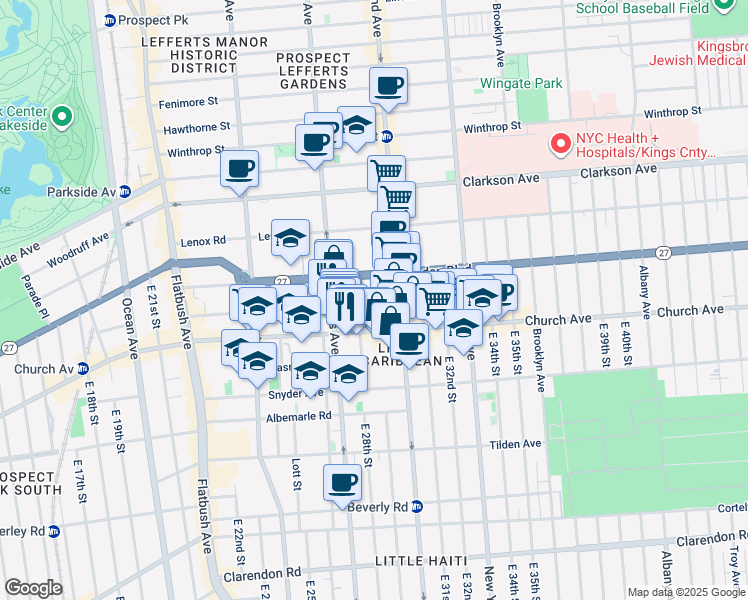 map of restaurants, bars, coffee shops, grocery stores, and more near 245 Martense Street in Brooklyn