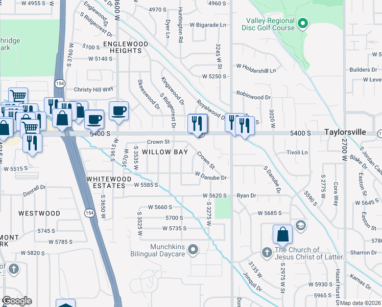 map of restaurants, bars, coffee shops, grocery stores, and more near 5485 South 3320 West in Salt Lake City