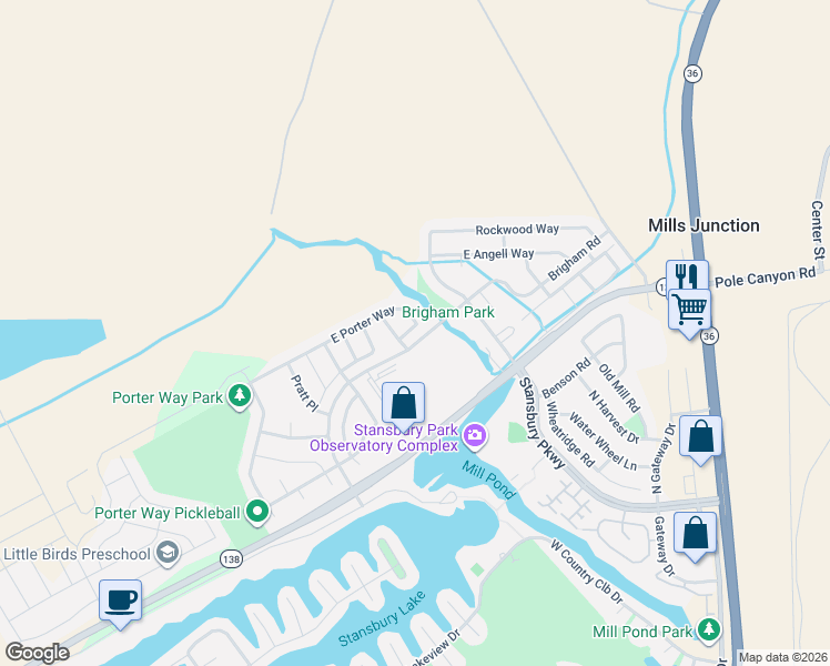map of restaurants, bars, coffee shops, grocery stores, and more near 160B Hilary Lane in Stansbury Park