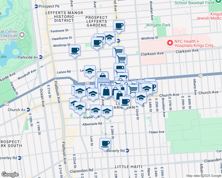 map of restaurants, bars, coffee shops, grocery stores, and more near 231 Martense Street in Brooklyn