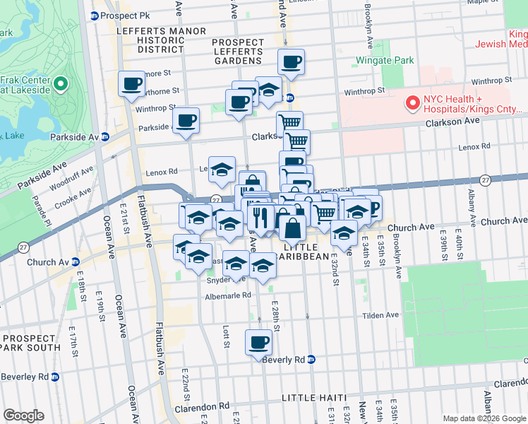 map of restaurants, bars, coffee shops, grocery stores, and more near 215 Martense Street in Brooklyn