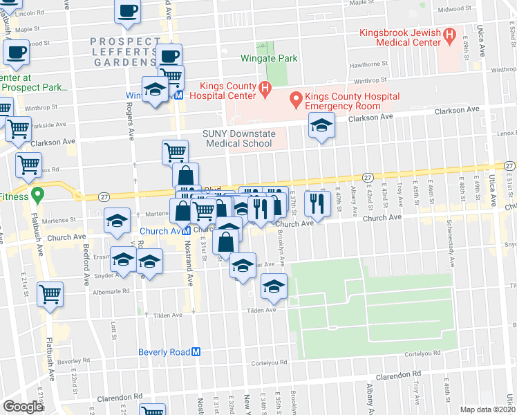 map of restaurants, bars, coffee shops, grocery stores, and more near in Brooklyn