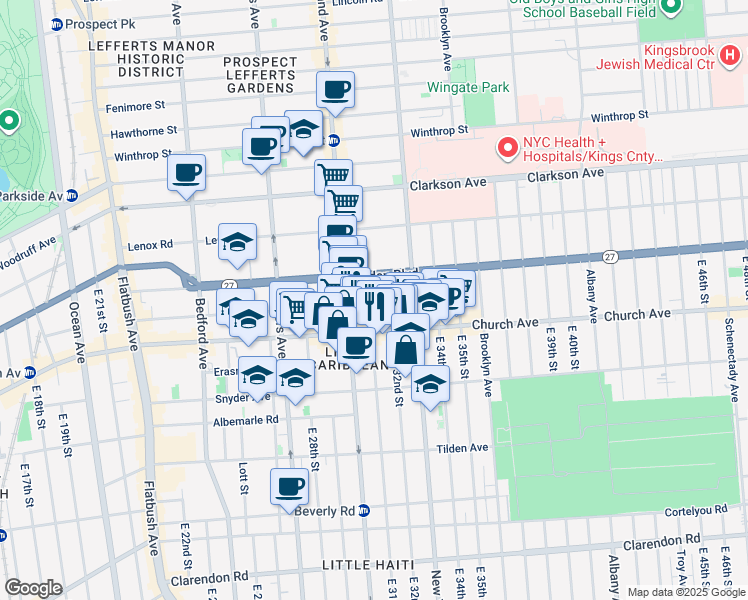 map of restaurants, bars, coffee shops, grocery stores, and more near 7 Fairview Place in Brooklyn