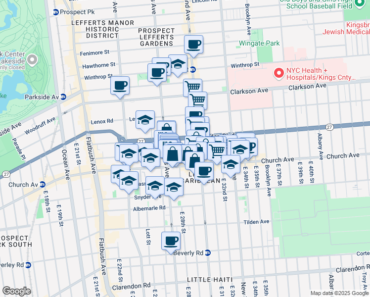 map of restaurants, bars, coffee shops, grocery stores, and more near 224 Martense Street in Brooklyn