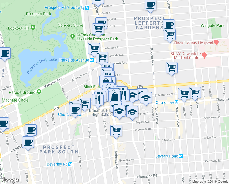map of restaurants, bars, coffee shops, grocery stores, and more near in Brooklyn