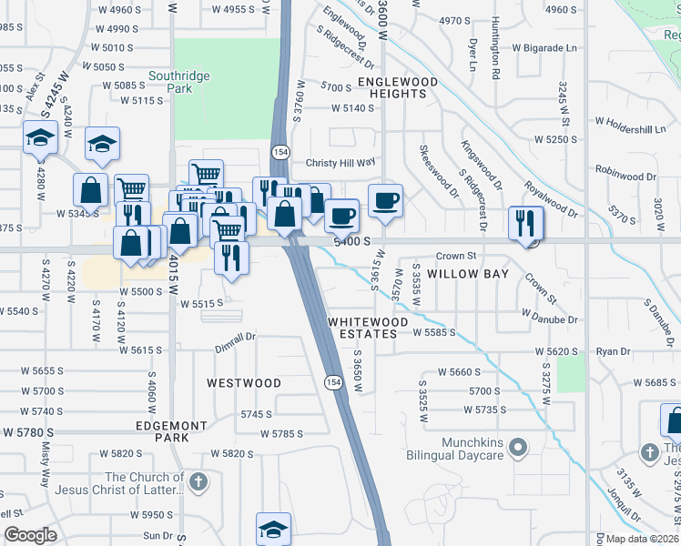 map of restaurants, bars, coffee shops, grocery stores, and more near 3683 Christy Ann Drive in Taylorsville