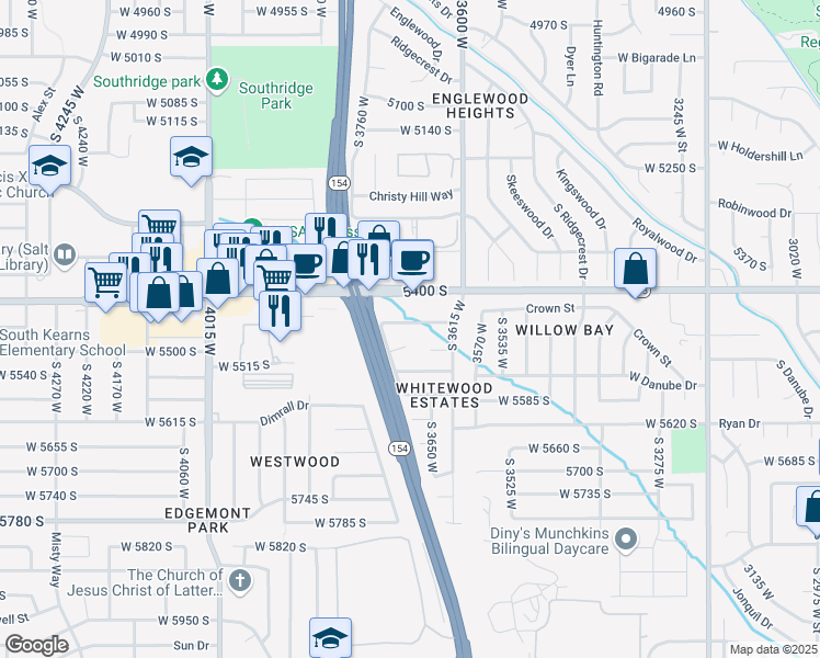 map of restaurants, bars, coffee shops, grocery stores, and more near 3683 Christy Ann Drive in Taylorsville
