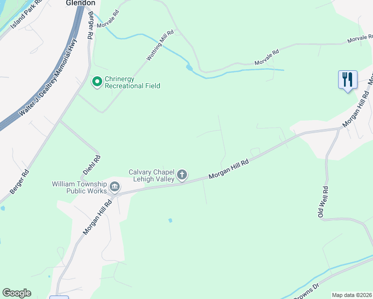 map of restaurants, bars, coffee shops, grocery stores, and more near 2096 Morgan Hill Road in Easton