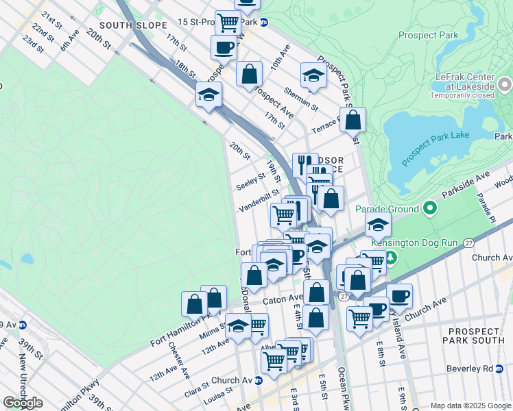 map of restaurants, bars, coffee shops, grocery stores, and more near 1 East 2nd Street in Brooklyn
