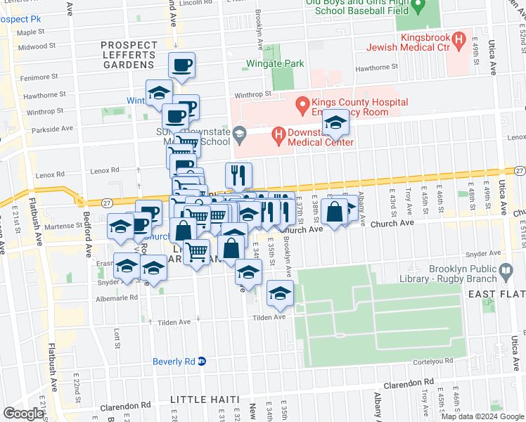 map of restaurants, bars, coffee shops, grocery stores, and more near in Brooklyn