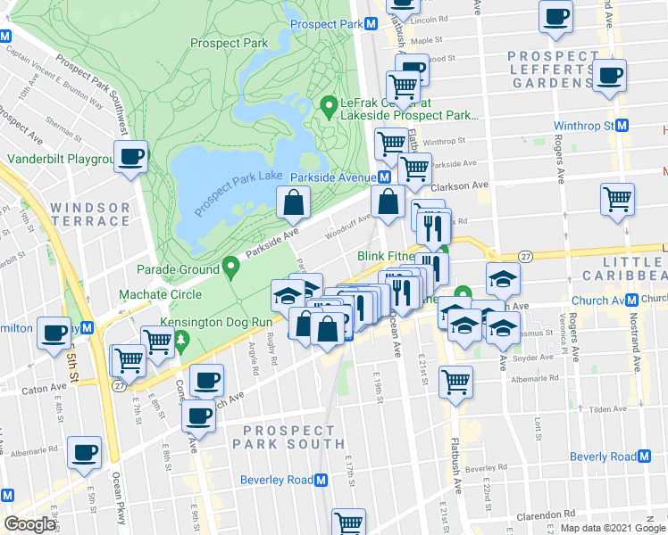 map of restaurants, bars, coffee shops, grocery stores, and more near in Brooklyn