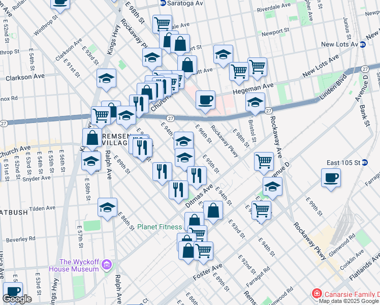 map of restaurants, bars, coffee shops, grocery stores, and more near in Brooklyn