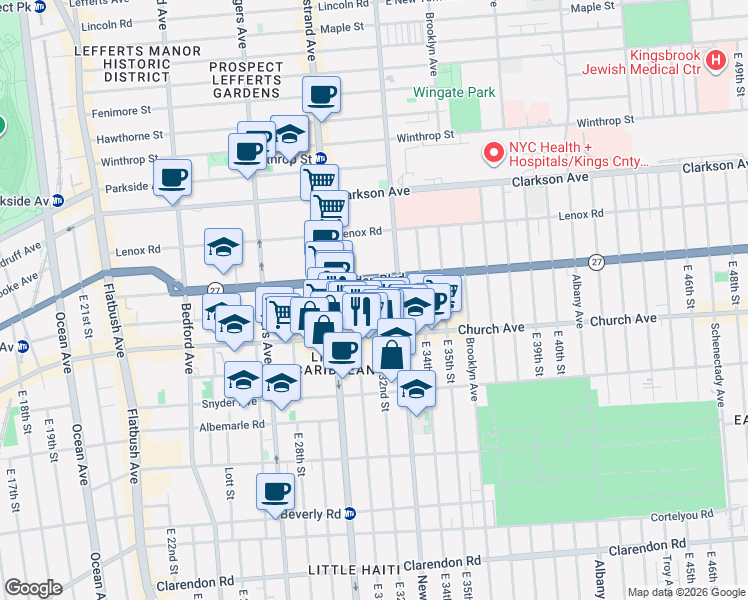 map of restaurants, bars, coffee shops, grocery stores, and more near 7 Fairview Place in Brooklyn