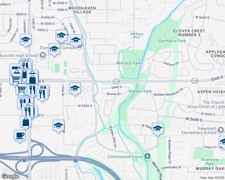 map of restaurants, bars, coffee shops, grocery stores, and more near 1221 Brister Drive in Murray