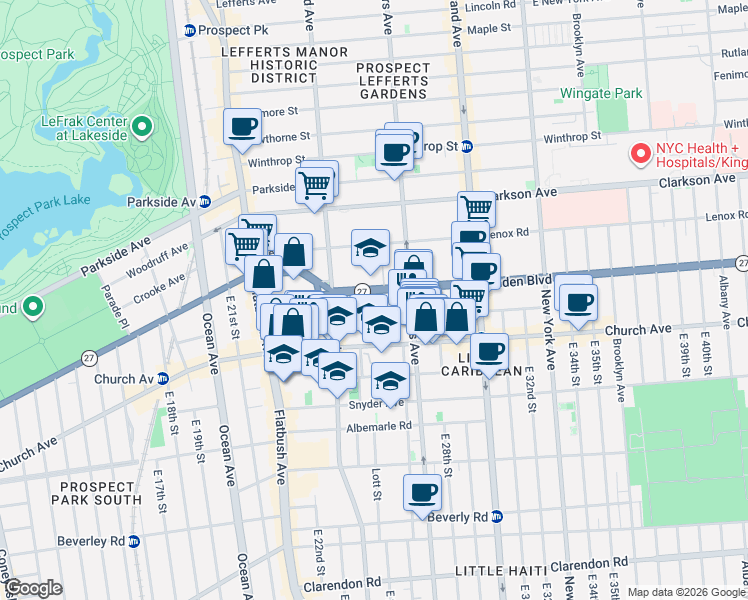 map of restaurants, bars, coffee shops, grocery stores, and more near 131 Martense Street in Brooklyn
