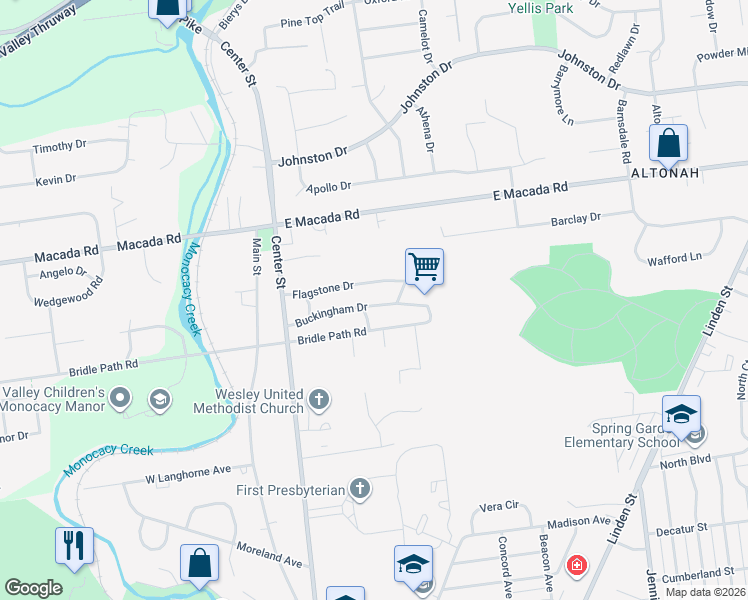map of restaurants, bars, coffee shops, grocery stores, and more near 275 Bridle Path Road in Bethlehem