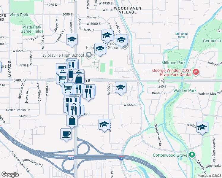 map of restaurants, bars, coffee shops, grocery stores, and more near 5456 Lighthouse Road in Taylorsville