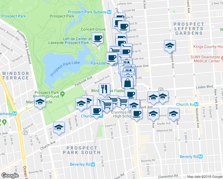 map of restaurants, bars, coffee shops, grocery stores, and more near in Brooklyn