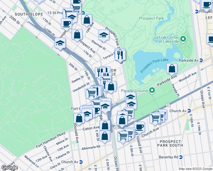 map of restaurants, bars, coffee shops, grocery stores, and more near 15 Reeve Place in Brooklyn