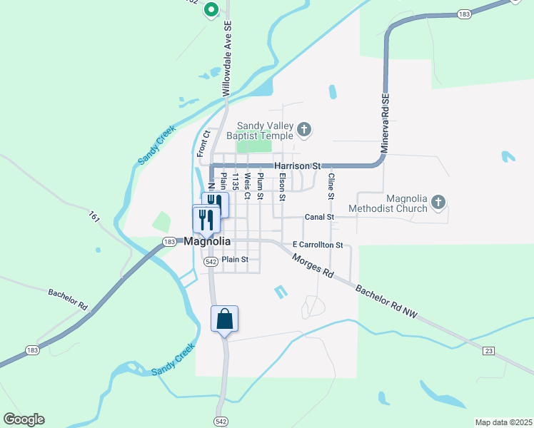 map of restaurants, bars, coffee shops, grocery stores, and more near 262 Plum Street in Magnolia
