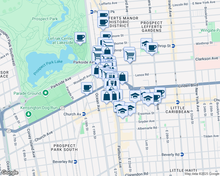 map of restaurants, bars, coffee shops, grocery stores, and more near 826 Flatbush Avenue in Brooklyn