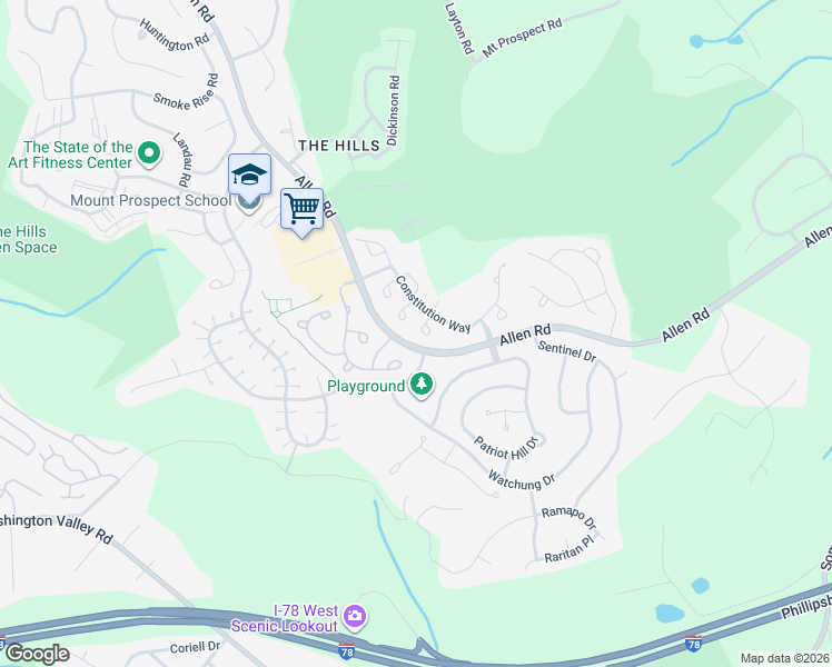 map of restaurants, bars, coffee shops, grocery stores, and more near 8 Knox Court in Bernards