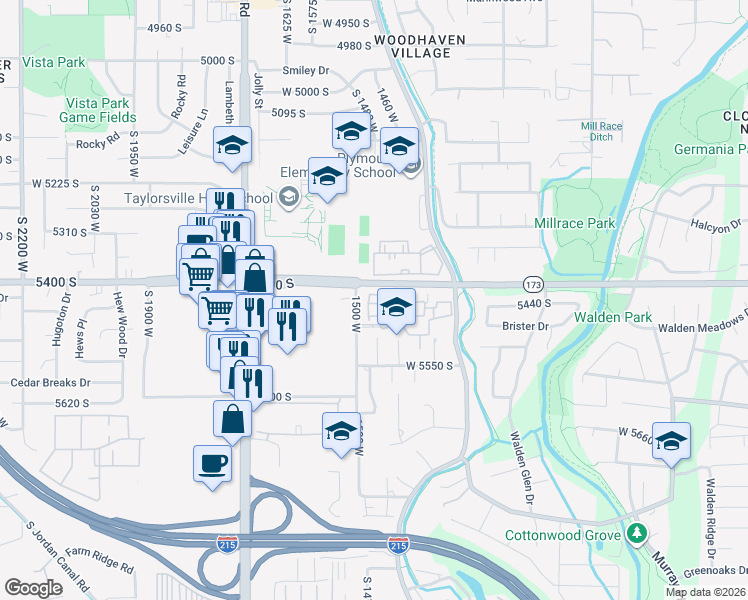 map of restaurants, bars, coffee shops, grocery stores, and more near in Taylorsville