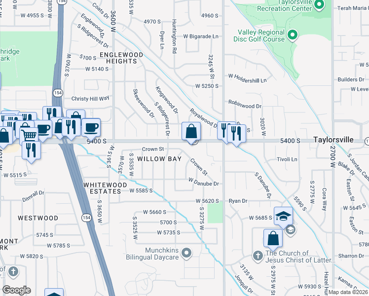 map of restaurants, bars, coffee shops, grocery stores, and more near 5386 South 3325 West in Salt Lake City