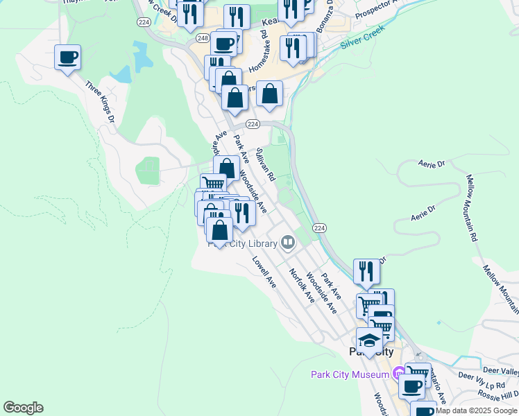 map of restaurants, bars, coffee shops, grocery stores, and more near in Park City