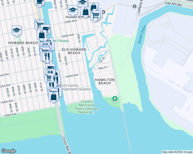 map of restaurants, bars, coffee shops, grocery stores, and more near 4 Davenport Court in Queens