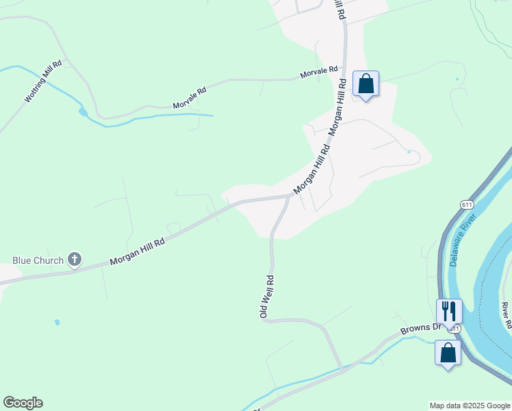 map of restaurants, bars, coffee shops, grocery stores, and more near 1695 Morgan Hill Road in Easton