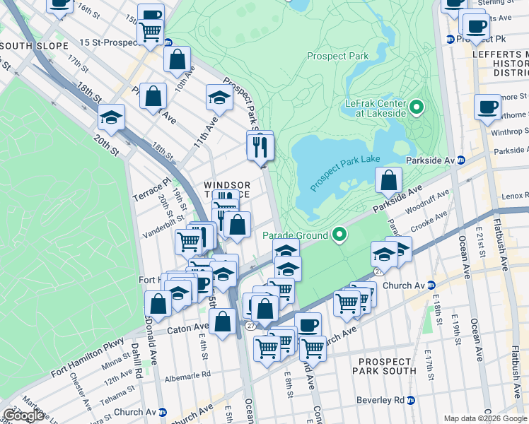 map of restaurants, bars, coffee shops, grocery stores, and more near 251 Sherman Street in Brooklyn