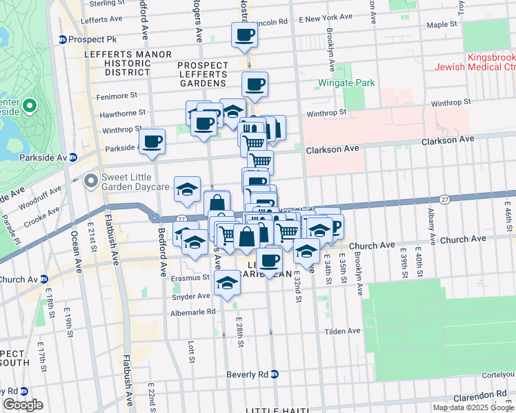 map of restaurants, bars, coffee shops, grocery stores, and more near in Brooklyn