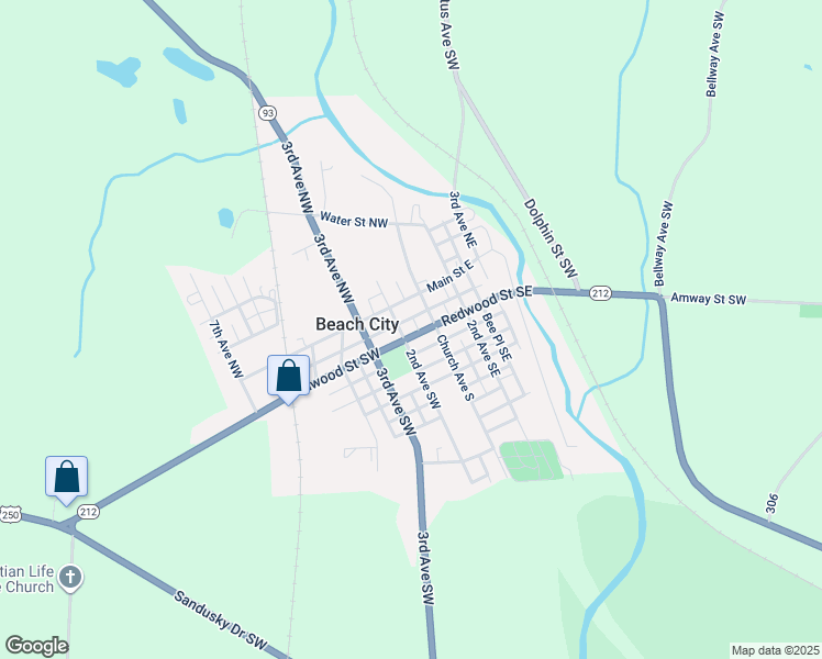 map of restaurants, bars, coffee shops, grocery stores, and more near 123 Redwood Street Southwest in Beach City